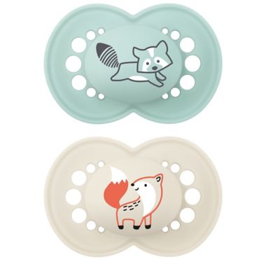 MAM Woodland Animals 6+ Months 2-Pack Pacifiers in Blue. View a larger version of this product image.