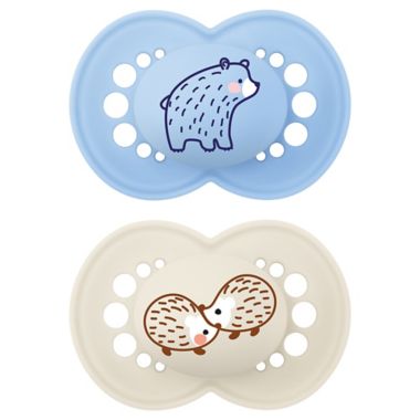 MAM Woodland Animalsl 6+ Months 2-Pack Pacifiers in Light Blue/Teal. View a larger version of this product image.