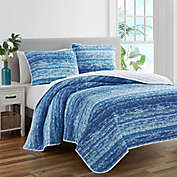 Ocean Stripe 2-Piece Reversible Twin Quilt Set in Blue
