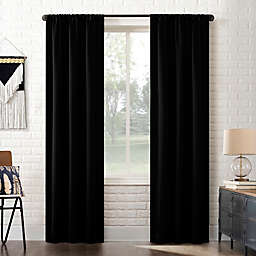Sun Zero® Bergen 96-Inch Rod Pocket Total Blackout Window Curtain Panel in Black (Single)