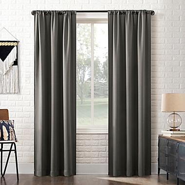 Sun Zero&reg; Bergen 63-Inch Rod Pocket Total Blackout Window Curtain Panel in Grey (Single). View a larger version of this product image.