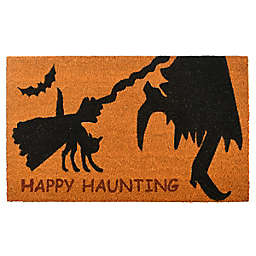 National Tree Company Halloween 18" x 30" Happy Haunting Door Mat in Orange