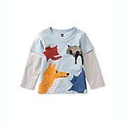 Tea Collection Animal Party Graphic Long Sleeve Tee in Light Blue