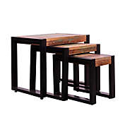 The Urban Port&reg; Stacking 3-Piece Nesting Table Set in Brown/Black