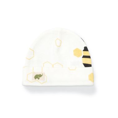 Monica + Andy&reg; Size 0-6M Bumble Bee Organic Cotton Cap in Cream. View a larger version of this product image.