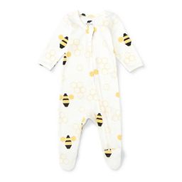Monica + Andy Bumble Bee Organic Cotton Zipper One-Piece Footie in Cream