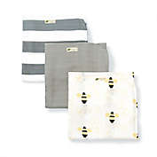 Monica + Andy 3-Pack Bumble Bee Organic Cotton Muslin Wraps in Cream