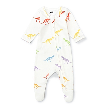 Monica + Andy Size 3-6M Rainbow Dino Organic Cotton Zipper Multicolor One-Piece Footie. View a larger version of this product image.