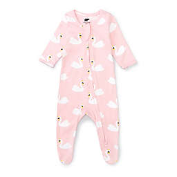 Monica + Andy® Royal Swan Organic Cotton Footed Pajamas in Pink