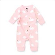 Monica + Andy&reg; Newborn Royal Swan Organic Cotton Kimono Romper in Pink