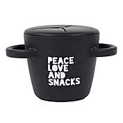 Bella Tunno&trade; Happy Snacker 8 oz. Silicone Peace Love Snacks Snack Cup in Black