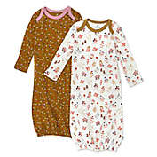 Honest&reg; Size 0-6M 2-Pack Floral Sleeper Gowns in Ivory/Brown