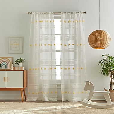 Dream Factory Piper 84-Inch Light Filtering Window Curtain Panels in Yellow (Set of 2). View a larger version of this product image.