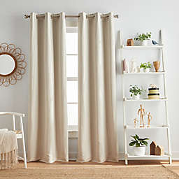 Dream Factory Harper 63-Inch Grommet 100% Blackout Window Curtain Panels in Linen (Set of 2)