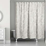 Designs Direct 71-Inch x 74-Inch Leaf Pattern Shower Curtain in White