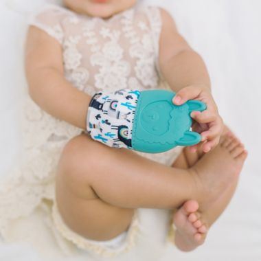 Itzy Ritzy&reg; Llama Silicone Teething Mitt in Blue. View a larger version of this product image.