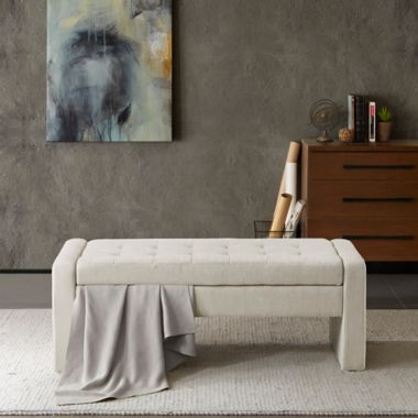Madison Park Gillian Storage Bench in Cream. View a larger version of this product image.