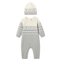 ever & ever™ 2-Piece Elephant Fair Isle Romper and Hat Set in Grey Highrise