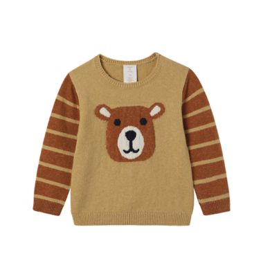 ever &amp; ever&trade; Size 4T Crewneck Bear Sweater in Tan Croissant. View a larger version of this product image.