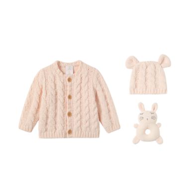 ever &amp; ever&trade; 3-Piece Sweater, Hat, and Toy Set in Pink Rosewater. View a larger version of this product image.