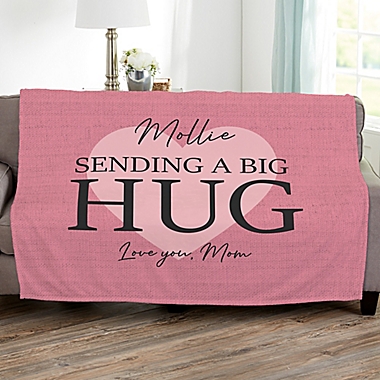 Sending Hugs Personalized 50-Inch x 60-Inch Plush Fleece Blanket. View a larger version of this product image.