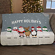 Santa and Friends Personalized 50-Inch x 60-Inch Quilted Blanket