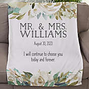Colorful Floral Personalized 30-Inch x 40-Inch Wedding Fleece Blanket