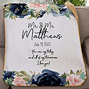 Colorful Floral Personalized Wedding 30-Inch x 40-Inch Sherpa Blanket