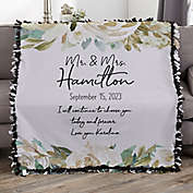 Colorful Floral Personalized Wedding 50-Inch x 60-Inch Tie Blanket