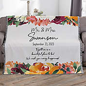 Colorful Floral Personalized Wedding 50-Inch x 60-Inch Woven Throw