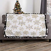 Silver and Gold Snowflake Personalized 50-Inch x 60-Inch Tie Blanket