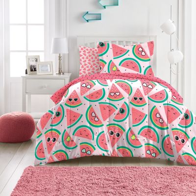 Dream Factory Watermelon Jam 5-Piece Reversible Twin Comforter Set in Pink