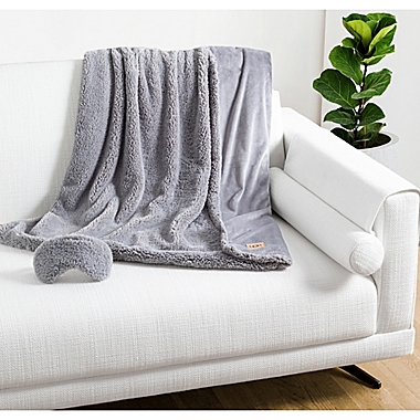UGG&reg; Teddie 2-Piece Throw Blanket and Eye Mask Travel Set in Seal Grey. View a larger version of this product image.