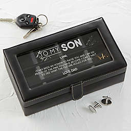 To My Son Personalized Leather 12 Slot Cufflink Box