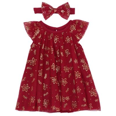 Baby Starters&reg; 2-Piece Tulle A-line Dress and Headband Set in Red
