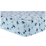 Trend Lab&reg; Big Sky Moose Deluxe Flannel Fitted Crib Sheet in Blue