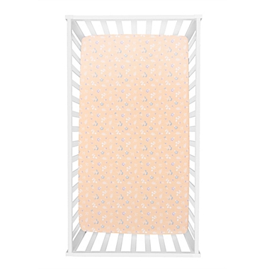 Trend Lab&reg; Floral Deluxe Flannel Fitted Crib Sheet in Peach. View a larger version of this product image.