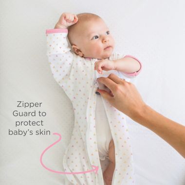 Swaddle Designs Size 0-3M Pink Geo Arms Up Half-Length Sleeves Transitional Swaddle Sack. View a larger version of this product image.