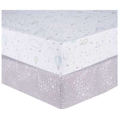 Sammy &amp; Lou 2-Pack Starry Dreams Microfiber Fitted Crib Sheets in Grey/White
