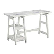 Convenience Concepts&reg; Designs2Go Trestle Desk with Shelves in White Faux Marble