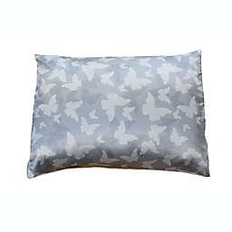 Morning Glamour Satin Standard Pillowcase in Grey Butterflies