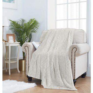 Bee &amp; Willow&trade; Cable Knit Faux Fur Throw Blanket in Coconut Milk. View a larger version of this product image.