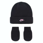 Nike&reg; Size 12-24M 2-Piece Futura Lurex Hat and Mitten Set in Black