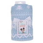 Alternate image 2 for Disney&reg; Mickey Mouse Christmas Sherpa Baby Blanket in Light Blue