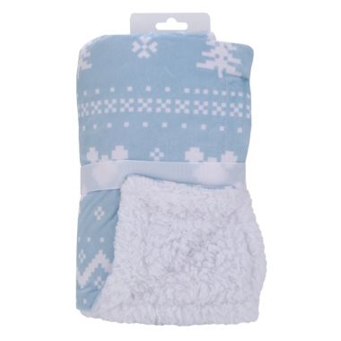 Disney&reg; Mickey Mouse Christmas Sherpa Baby Blanket in Light Blue. View a larger version of this product image.