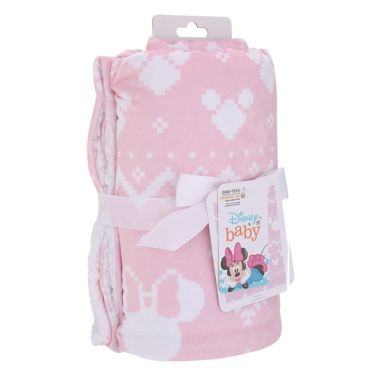 Disney&reg; Minnie Mouse Christmas Sherpa Baby Blanket in Pink. View a larger version of this product image.