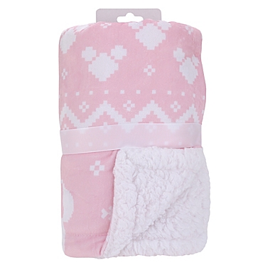 Disney&reg; Minnie Mouse Christmas Sherpa Baby Blanket in Pink. View a larger version of this product image.
