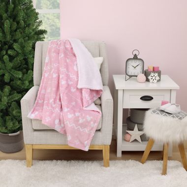 Disney&reg; Minnie Mouse Christmas Sherpa Baby Blanket in Pink. View a larger version of this product image.