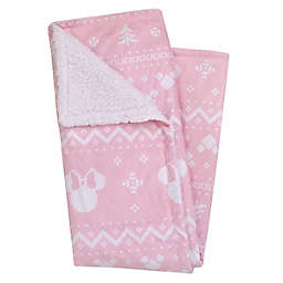 Disney® Minnie Mouse Christmas Sherpa Baby Blanket in Pink