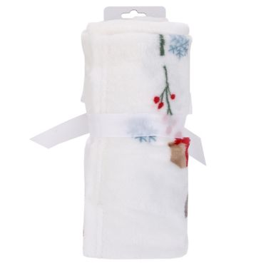 Disney&reg; Merry and Bright Mickey and Minnie Mouse Photo Op Baby Blanket in White. View a larger version of this product image.